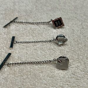 Vintage Tie Bar Clips Set Of 3 Silver Tone Variety
